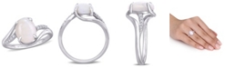 Macy's Opal (1-5/8 ct. t.w.) and Diamond (1/10 ct. t.w.) Oval Twist Ring in Sterling Silver